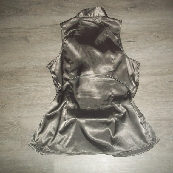 womens shiny ruffle blouse.MANDEE. belted.size large - Picture 2 of 3